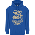 Motor Legend Biker Motorbike Motorcycle Mens 80% Cotton Hoodie Royal Blue
