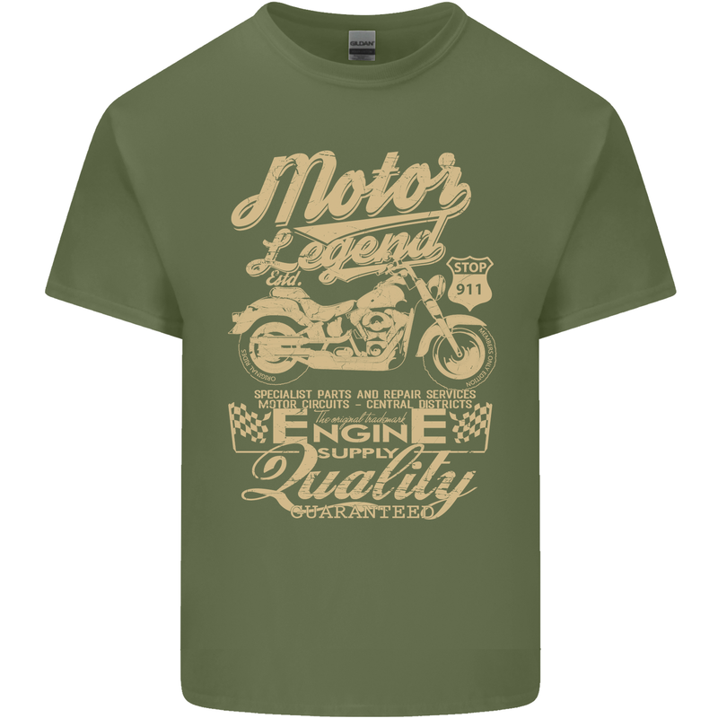 Motor Legend Biker Motorbike Motorcycle Mens Cotton T-Shirt Tee Top Military Green