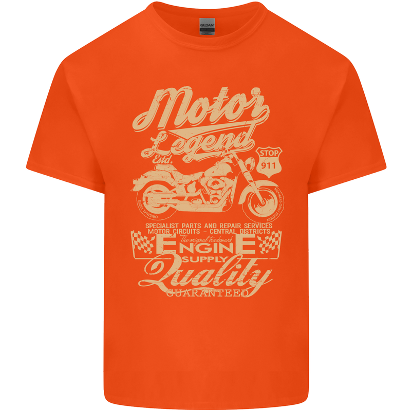 Motor Legend Biker Motorbike Motorcycle Mens Cotton T-Shirt Tee Top Orange