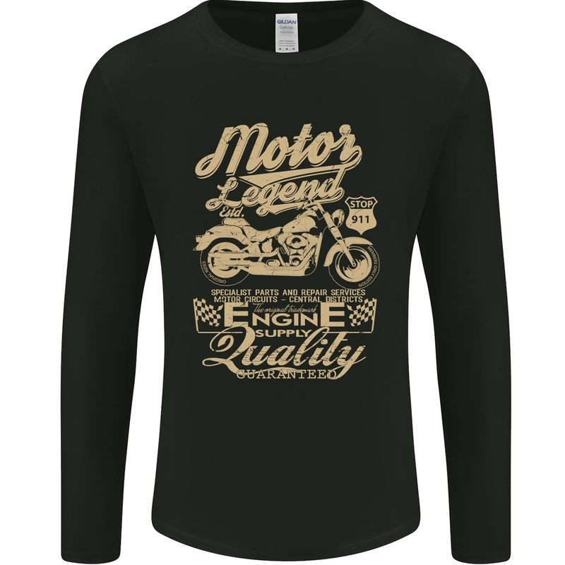 Motor Legend Biker Motorbike Motorcycle Mens Long Sleeve T-Shirt Black