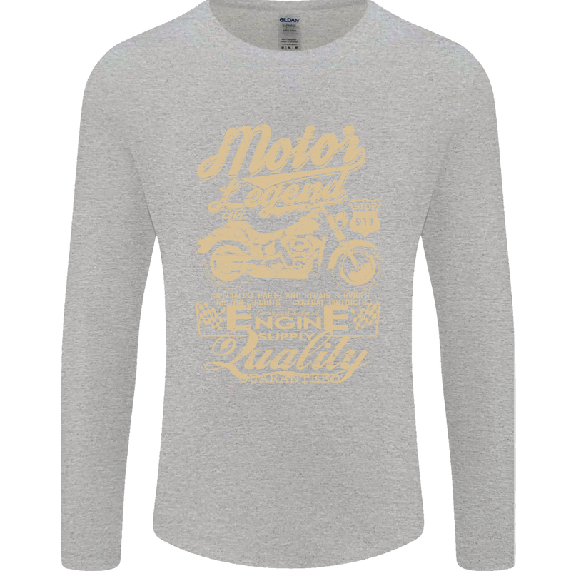 Motor Legend Biker Motorbike Motorcycle Mens Long Sleeve T-Shirt Sports Grey