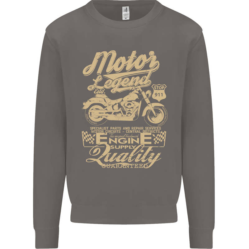 Motor Legend Biker Motorbike Motorcycle Mens Sweatshirt Jumper Charcoal