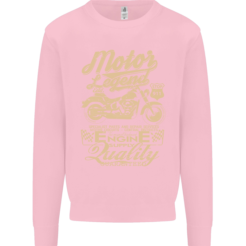 Motor Legend Biker Motorbike Motorcycle Mens Sweatshirt Jumper Light Pink