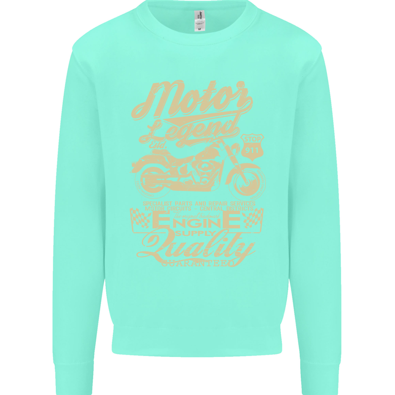 Motor Legend Biker Motorbike Motorcycle Mens Sweatshirt Jumper Peppermint