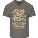 Motor Legend Biker Motorbike Motorcycle Mens V-Neck Cotton T-Shirt Charcoal