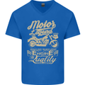 Motor Legend Biker Motorbike Motorcycle Mens V-Neck Cotton T-Shirt Royal Blue