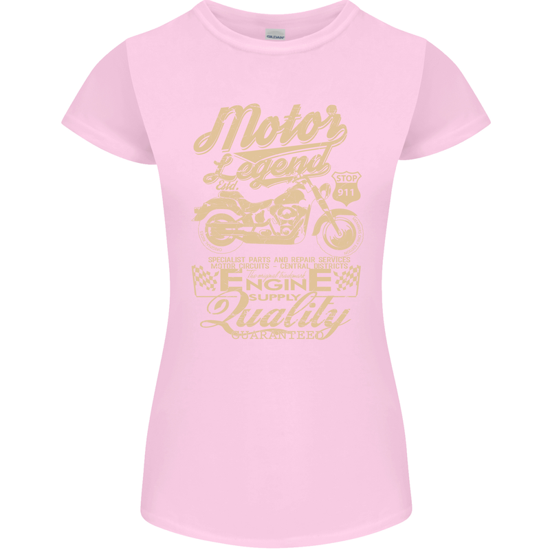 Motor Legend Biker Motorbike Motorcycle Womens Petite Cut T-Shirt Light Pink