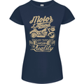 Motor Legend Biker Motorbike Motorcycle Womens Petite Cut T-Shirt Navy Blue