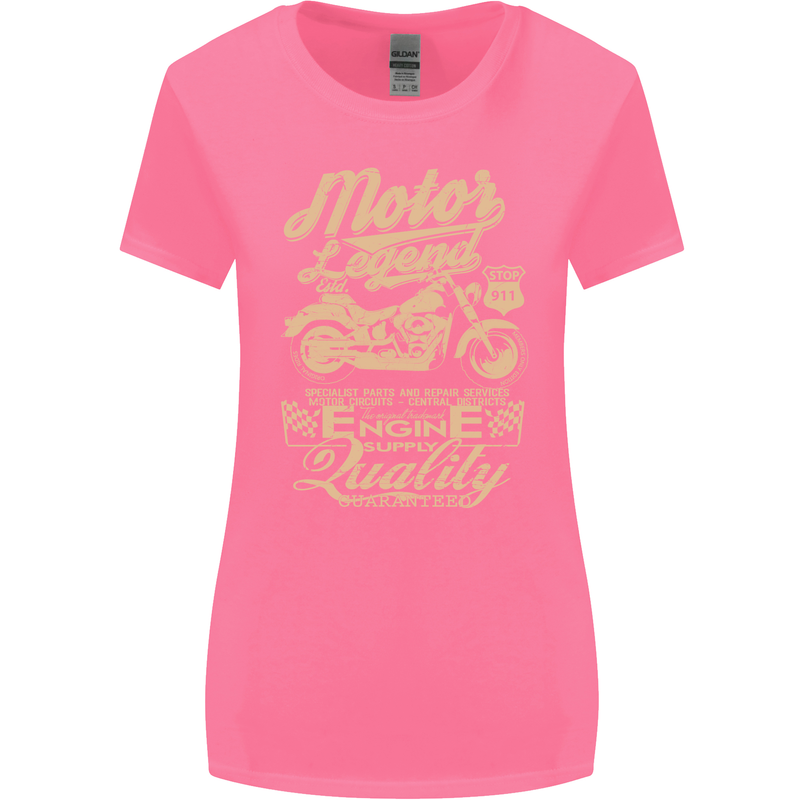 Motor Legend Biker Motorbike Motorcycle Womens Wider Cut T-Shirt Azalea