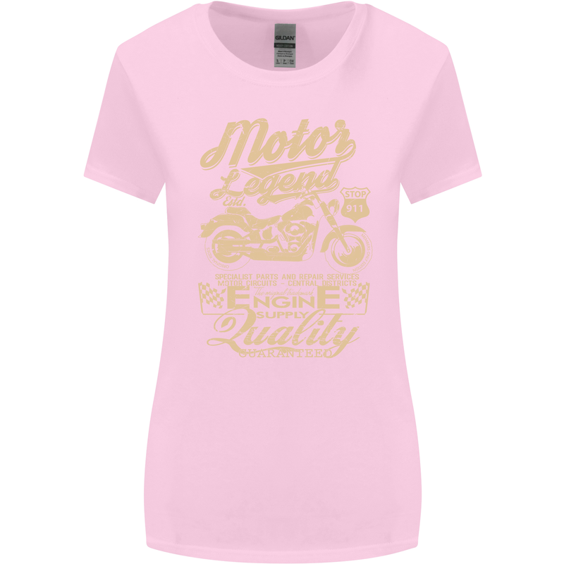 Motor Legend Biker Motorbike Motorcycle Womens Wider Cut T-Shirt Light Pink