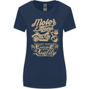 Motor Legend Biker Motorbike Motorcycle Womens Wider Cut T-Shirt Navy Blue
