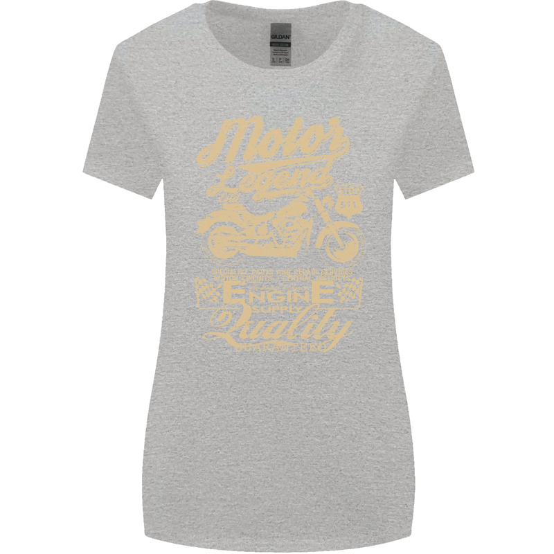 Motor Legend Biker Motorbike Motorcycle Womens Wider Cut T-Shirt Sports Grey