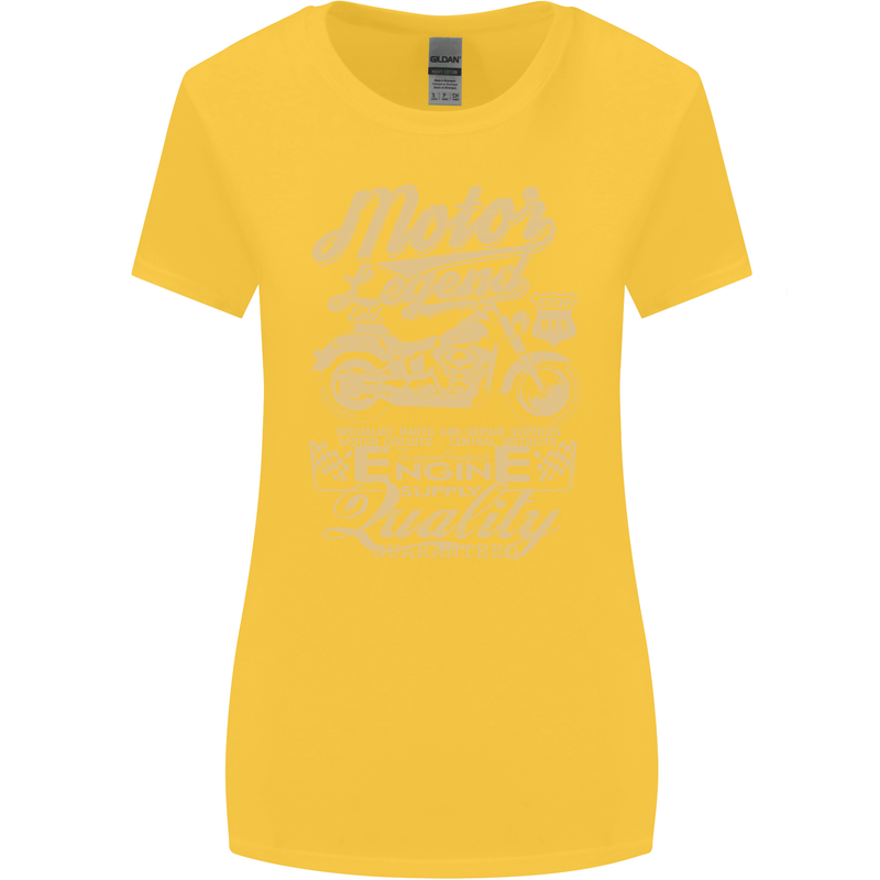 Motor Legend Biker Motorbike Motorcycle Womens Wider Cut T-Shirt Yellow