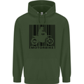 Motorbike Barcode Biker Motorcycle Childrens Kids Hoodie Forest Green
