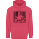 Motorbike Barcode Biker Motorcycle Childrens Kids Hoodie Heliconia