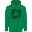 Motorbike Barcode Biker Motorcycle Childrens Kids Hoodie Irish Green