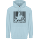 Motorbike Barcode Biker Motorcycle Childrens Kids Hoodie Light Blue