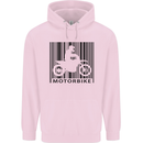 Motorbike Barcode Biker Motorcycle Childrens Kids Hoodie Light Pink