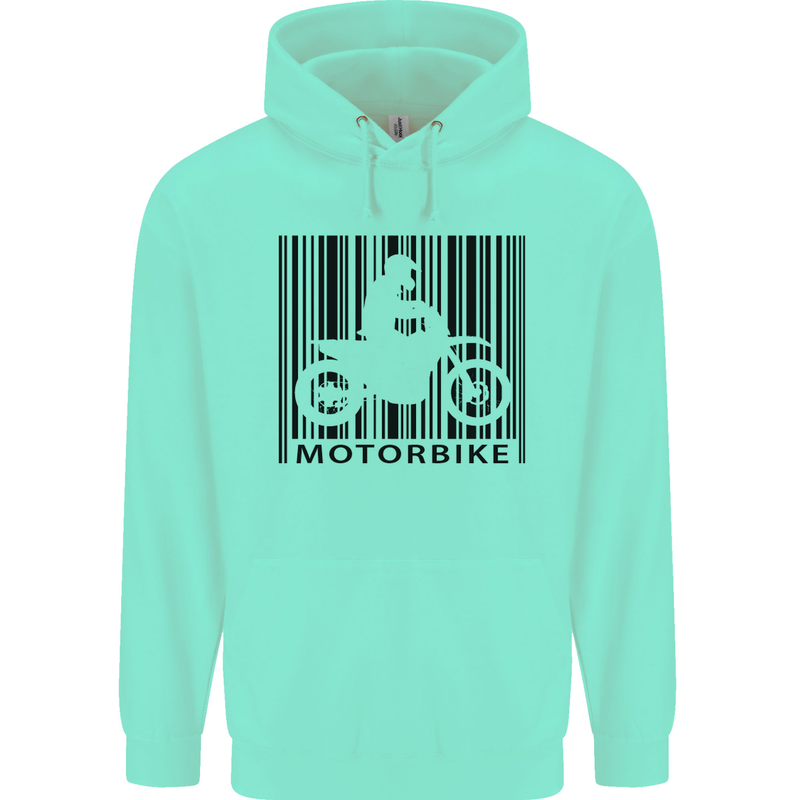 Motorbike Barcode Biker Motorcycle Childrens Kids Hoodie Peppermint