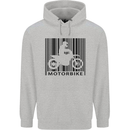 Motorbike Barcode Biker Motorcycle Childrens Kids Hoodie Sports Grey