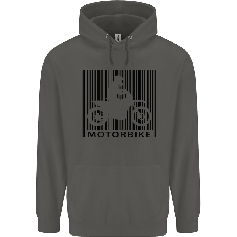 Motorbike Barcode Biker Motorcycle Childrens Kids Hoodie Storm Grey