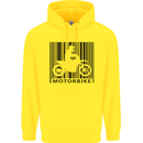 Motorbike Barcode Biker Motorcycle Childrens Kids Hoodie Yellow