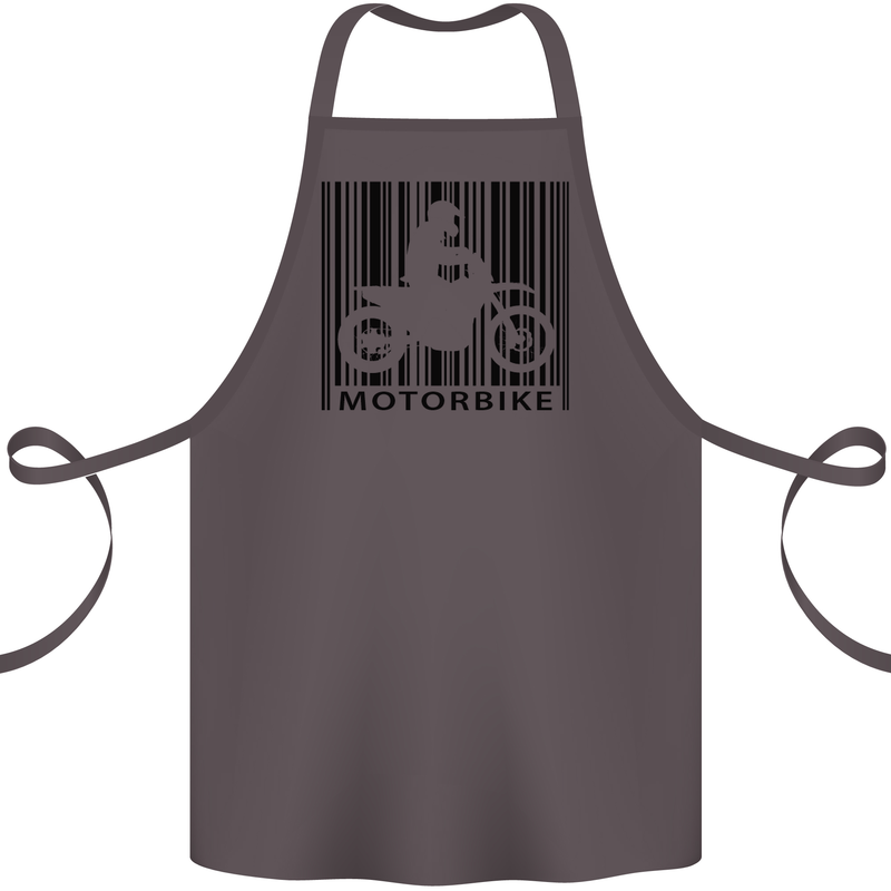 Motorbike Barcode Biker Motorcycle Cotton Apron 100% Organic Dark Grey