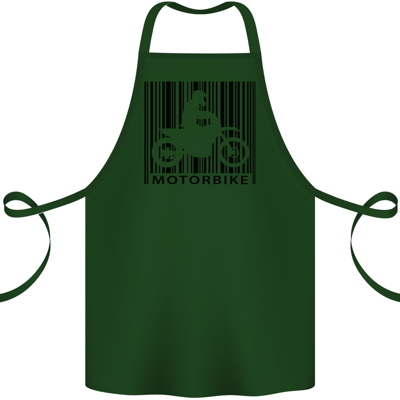Motorbike Barcode Biker Motorcycle Cotton Apron 100% Organic Forest Green