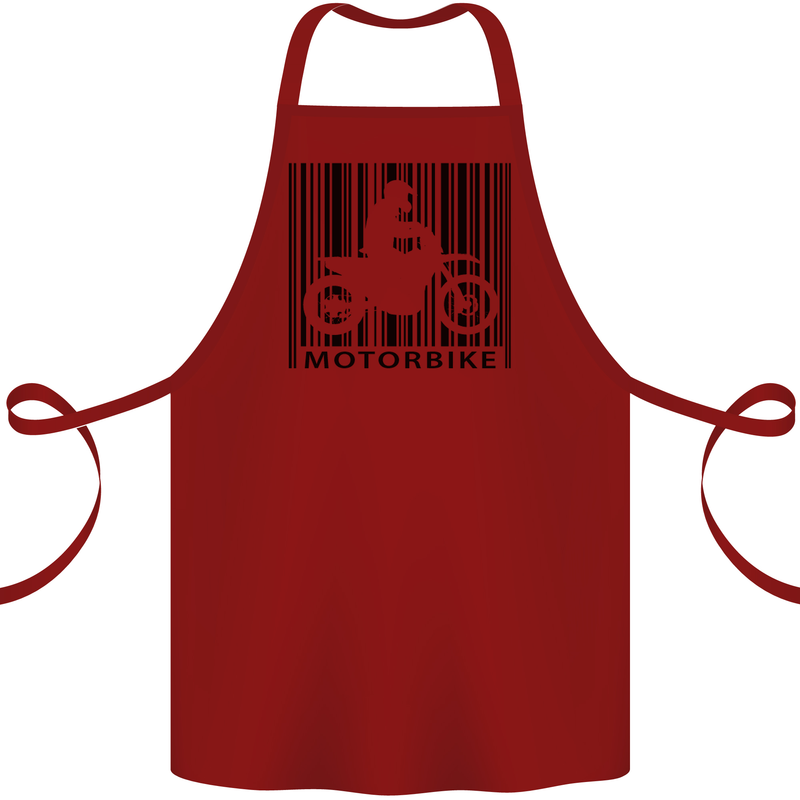 Motorbike Barcode Biker Motorcycle Cotton Apron 100% Organic Maroon