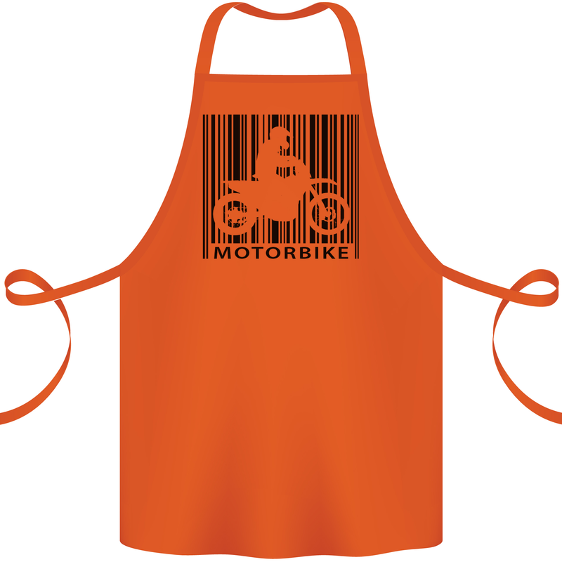 Motorbike Barcode Biker Motorcycle Cotton Apron 100% Organic Orange