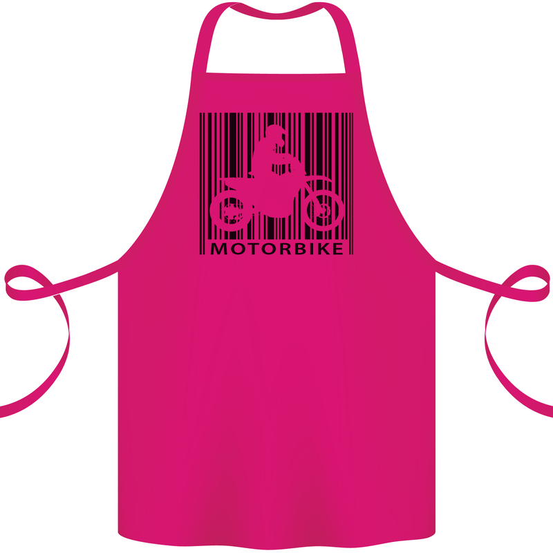 Motorbike Barcode Biker Motorcycle Cotton Apron 100% Organic Pink