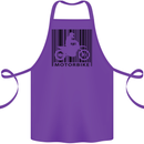 Motorbike Barcode Biker Motorcycle Cotton Apron 100% Organic Purple