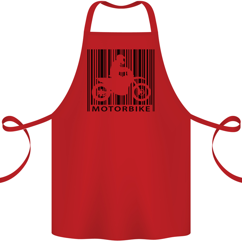 Motorbike Barcode Biker Motorcycle Cotton Apron 100% Organic Red