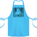 Motorbike Barcode Biker Motorcycle Cotton Apron 100% Organic Turquoise