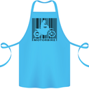 Motorbike Barcode Biker Motorcycle Cotton Apron 100% Organic Turquoise