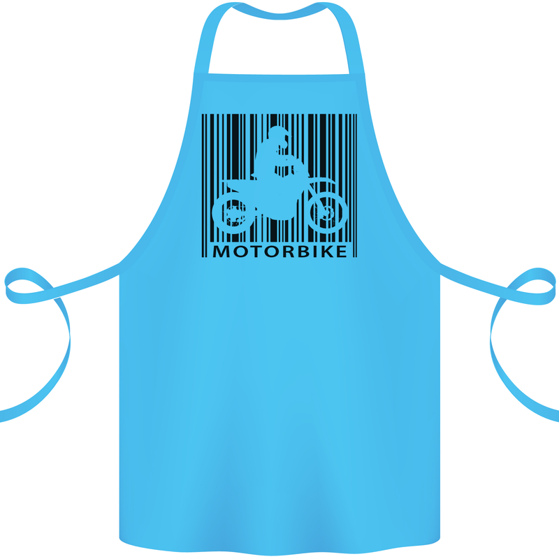 Motorbike Barcode Biker Motorcycle Cotton Apron 100% Organic Turquoise