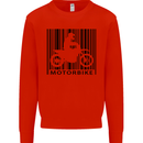 Motorbike Barcode Biker Motorcycle Kids Sweatshirt Jumper Bright Red