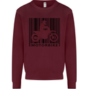 Motorbike Barcode Biker Motorcycle Kids Sweatshirt Jumper Maroon