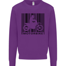 Motorbike Barcode Biker Motorcycle Kids Sweatshirt Jumper Purple