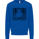 Motorbike Barcode Biker Motorcycle Kids Sweatshirt Jumper Royal Blue