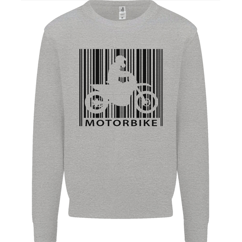 Motorbike Barcode Biker Motorcycle Kids Sweatshirt Jumper Sports Grey