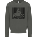 Motorbike Barcode Biker Motorcycle Kids Sweatshirt Jumper Storm Grey