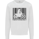 Motorbike Barcode Biker Motorcycle Kids Sweatshirt Jumper White