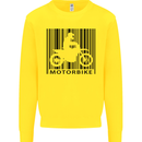 Motorbike Barcode Biker Motorcycle Kids Sweatshirt Jumper Yellow