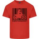Motorbike Barcode Biker Motorcycle Kids T-Shirt Childrens Red