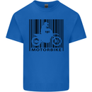 Motorbike Barcode Biker Motorcycle Kids T-Shirt Childrens Royal Blue