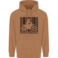 Motorbike Barcode Biker Motorcycle Mens 80% Cotton Hoodie Caramel Latte
