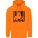 Motorbike Barcode Biker Motorcycle Mens 80% Cotton Hoodie Orange