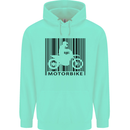 Motorbike Barcode Biker Motorcycle Mens 80% Cotton Hoodie Peppermint