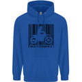 Motorbike Barcode Biker Motorcycle Mens 80% Cotton Hoodie Royal Blue